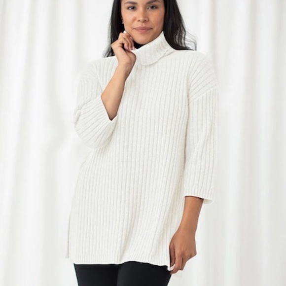 Simple Wool & Cotton Sweater in Ivory - Picture 1 of 8